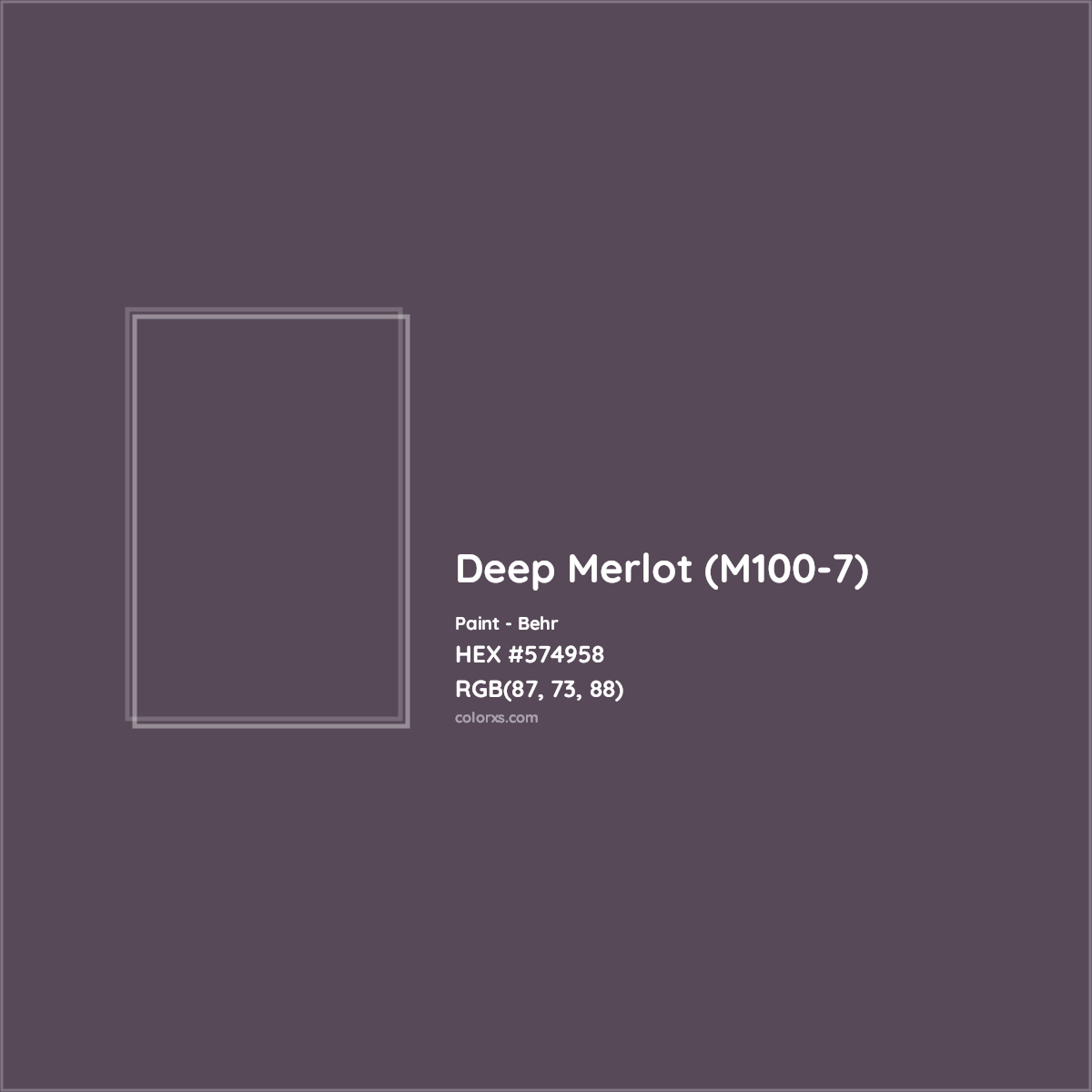 HEX #574958 Deep Merlot (M100-7) Paint Behr - Color Code