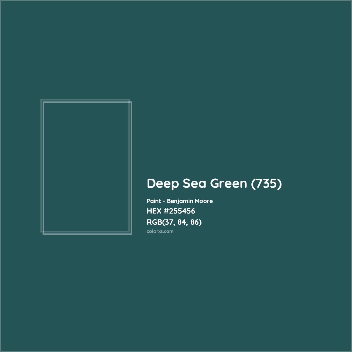 HEX #255456 Deep Sea Green (735) Paint Benjamin Moore - Color Code