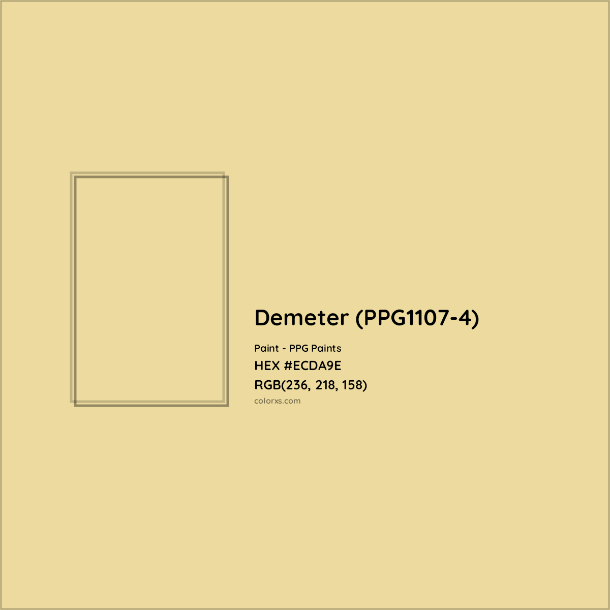 HEX #ECDA9E Demeter (PPG1107-4) Paint PPG Paints - Color Code