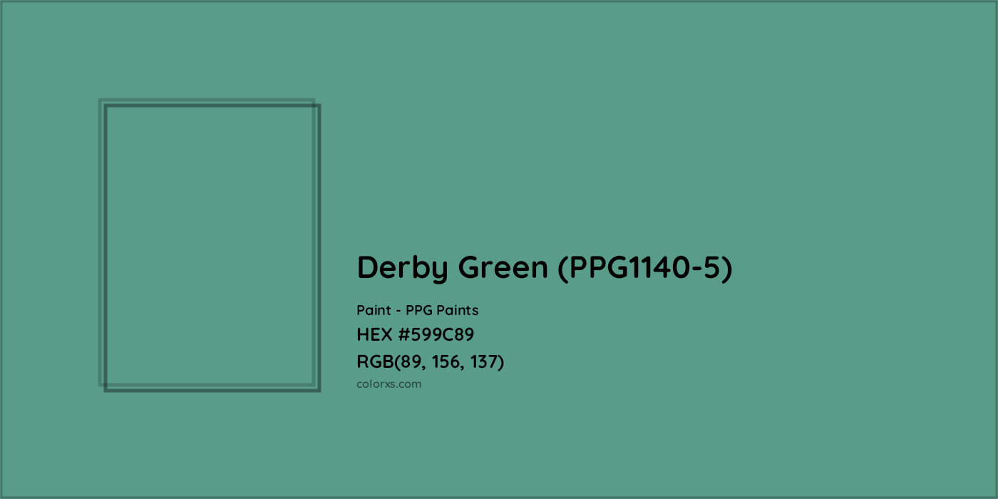 HEX #599C89 Derby Green (PPG1140-5) Paint PPG Paints - Color Code