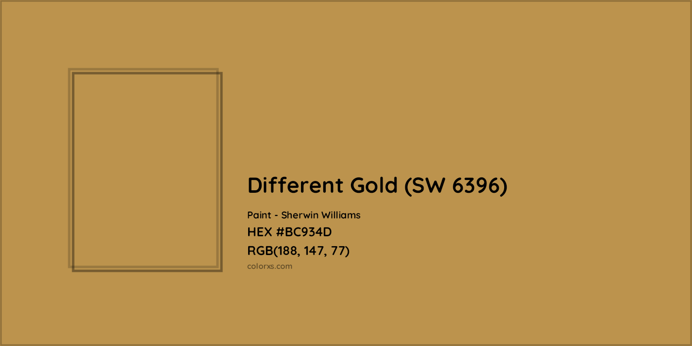 HEX #BC934D Different Gold (SW 6396) Paint Sherwin Williams - Color Code