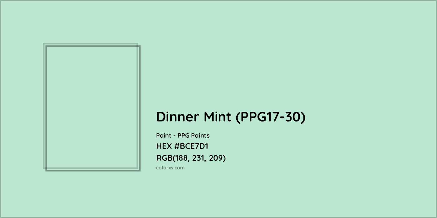 HEX #BCE7D1 Dinner Mint (PPG17-30) Paint PPG Paints - Color Code