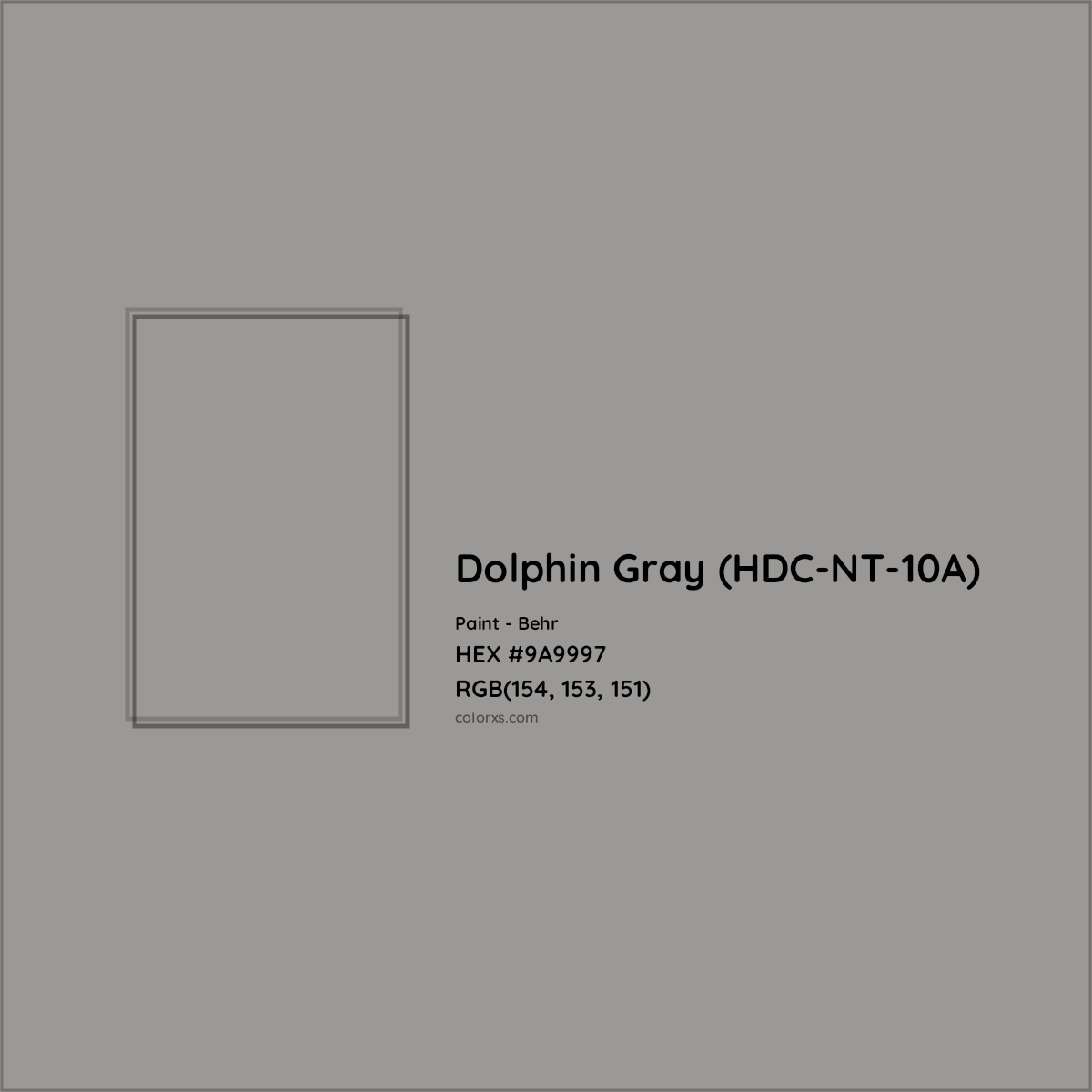 HEX #9A9997 Dolphin Gray (HDC-NT-10A) Paint Behr - Color Code
