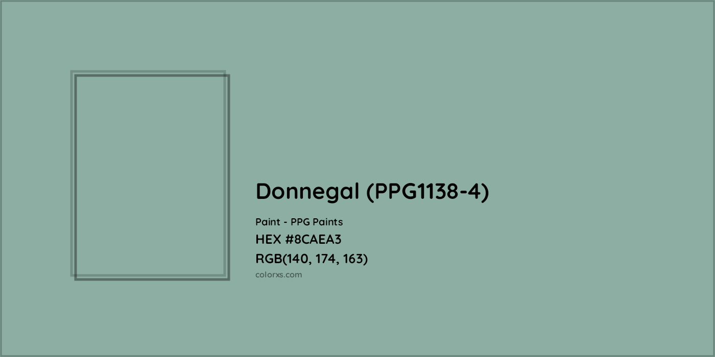 HEX #8CAEA3 Donnegal (PPG1138-4) Paint PPG Paints - Color Code