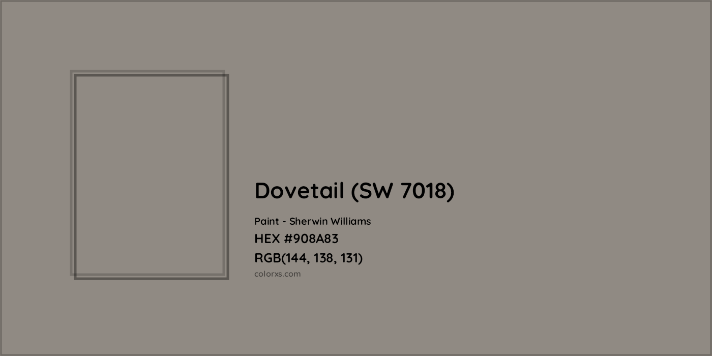 HEX #908A83 Dovetail (SW 7018) Paint Sherwin Williams - Color Code