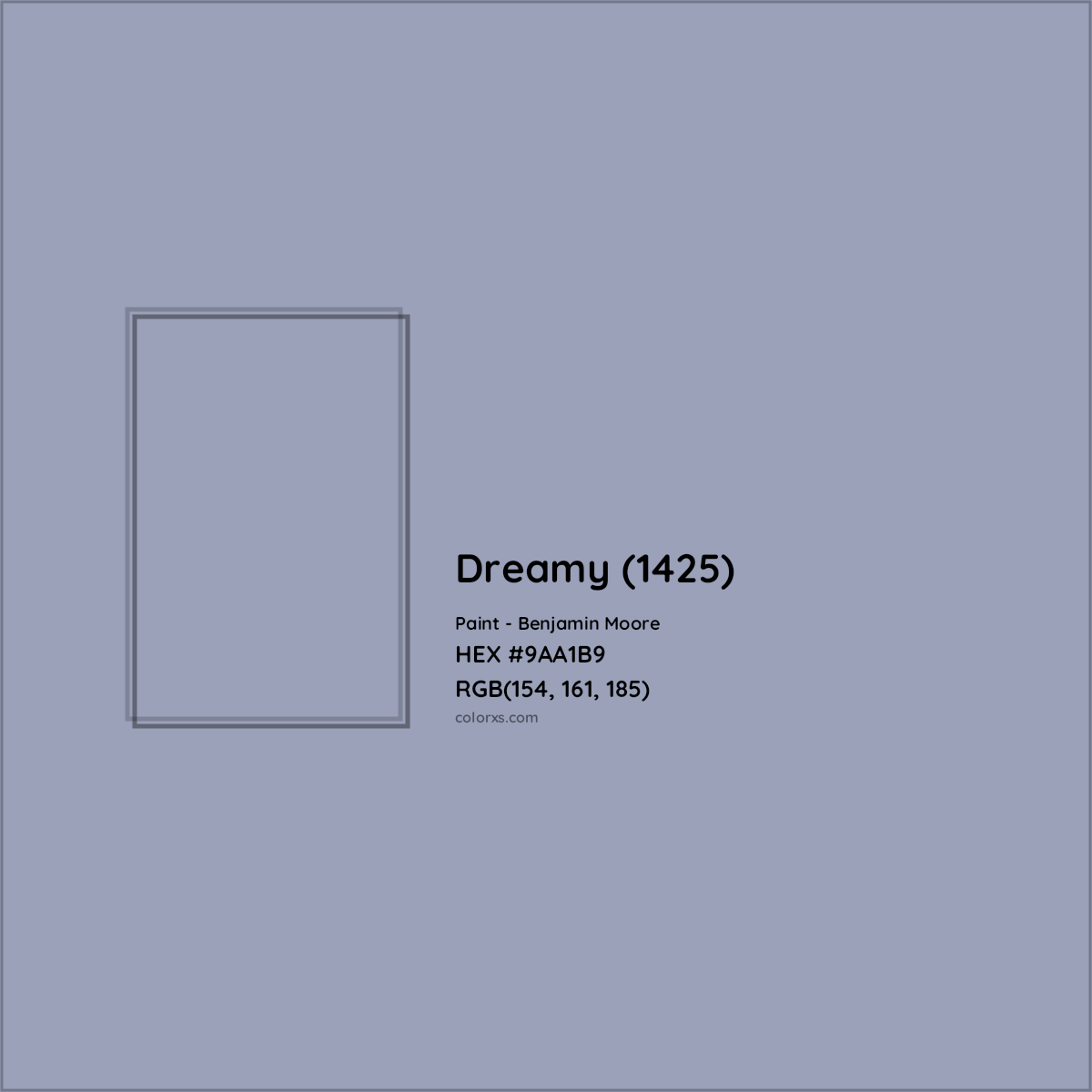HEX #9AA1B9 Dreamy (1425) Paint Benjamin Moore - Color Code