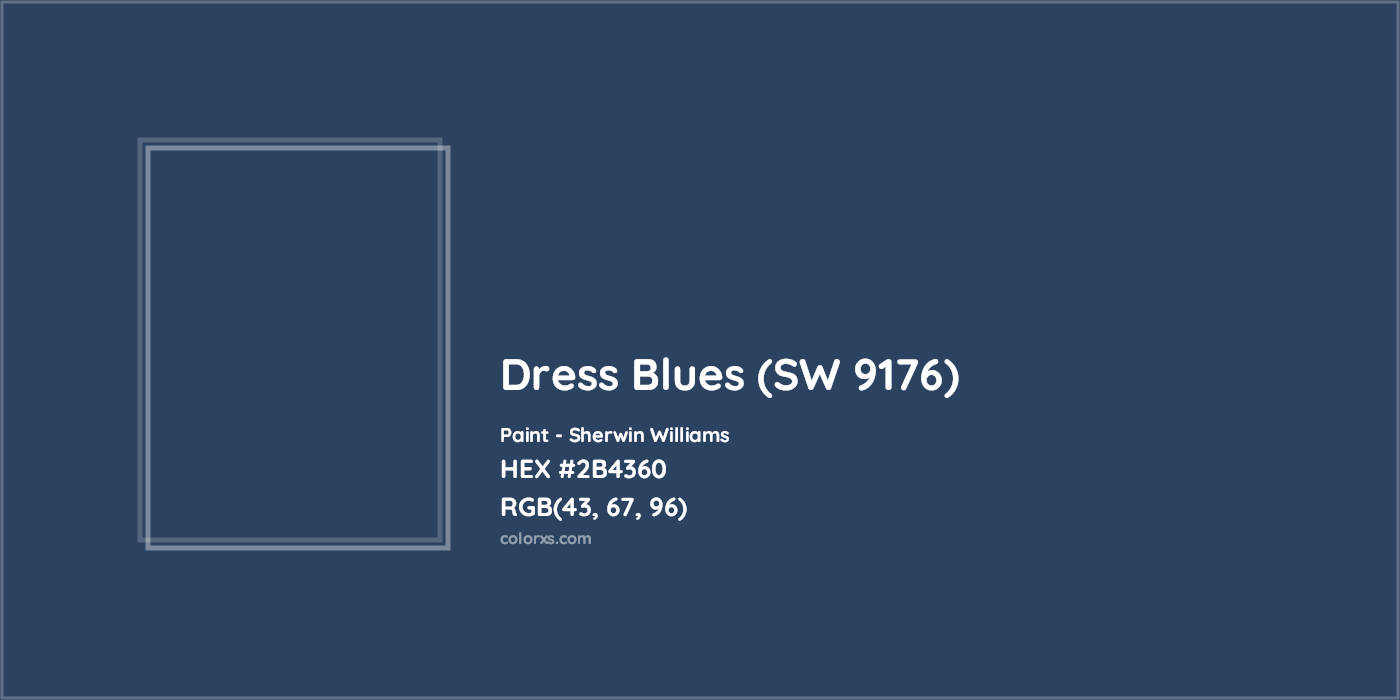 HEX #2B4360 Dress Blues (SW 9176) Paint Sherwin Williams - Color Code
