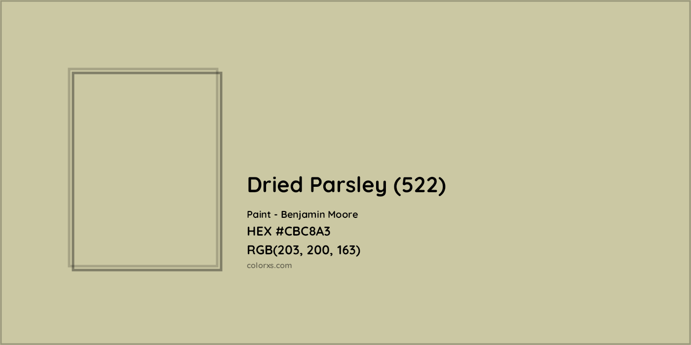 HEX #CBC8A3 Dried Parsley (522) Paint Benjamin Moore - Color Code