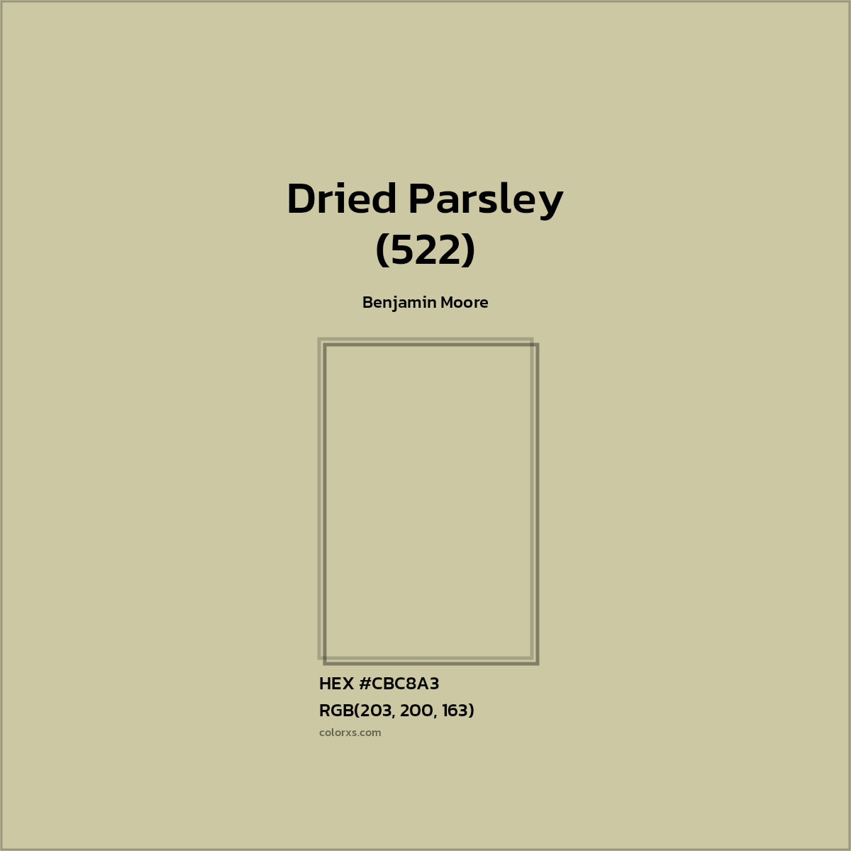 HEX #CBC8A3 Dried Parsley (522) Paint Benjamin Moore - Color Code