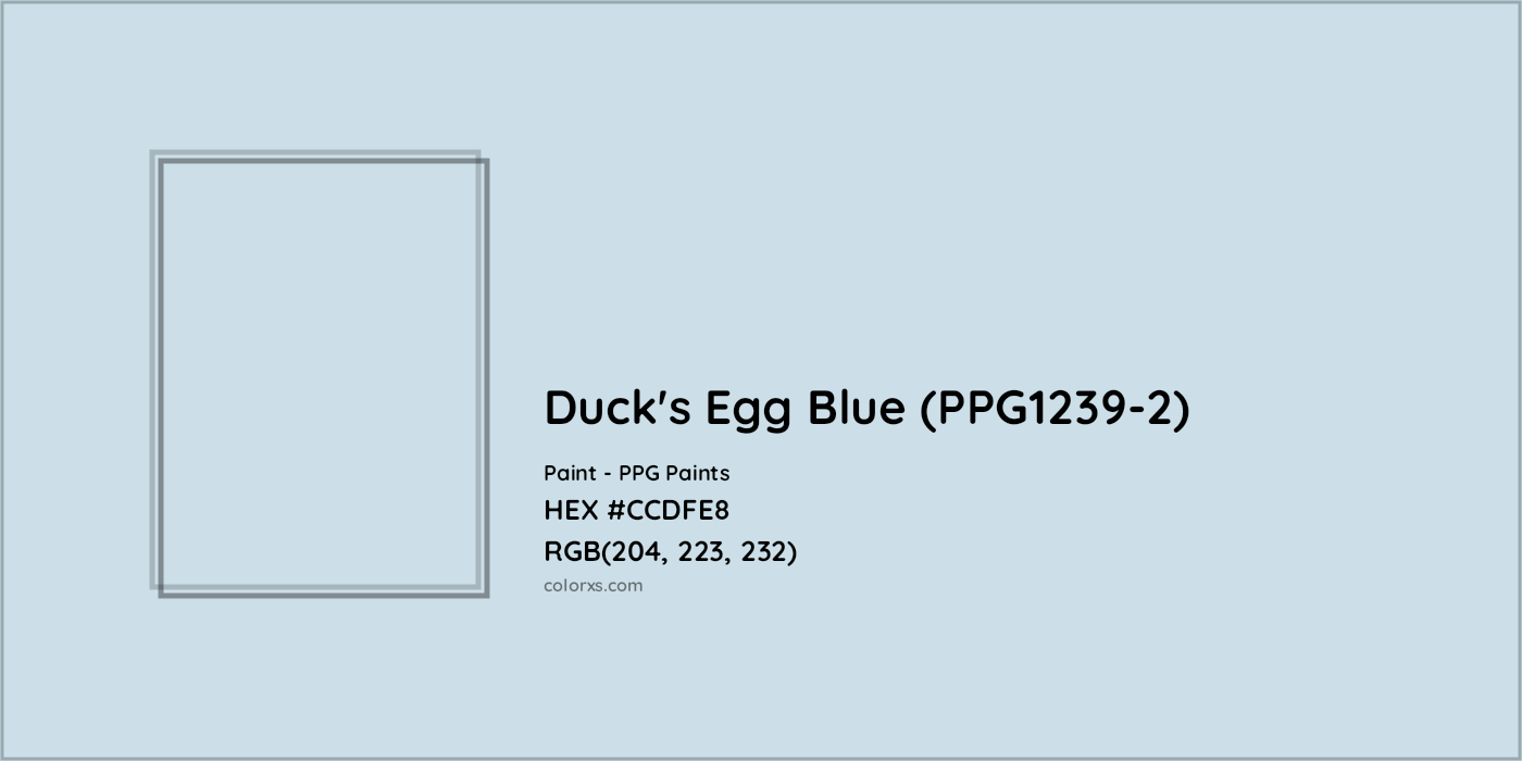 HEX #CCDFE8 Duck's Egg Blue (PPG1239-2) Paint PPG Paints - Color Code