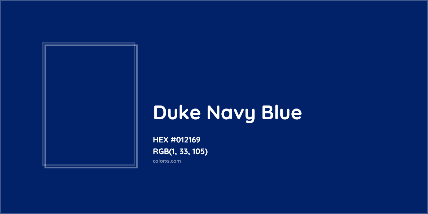 HEX #012169 Duke Navy Blue Other School - Color Code