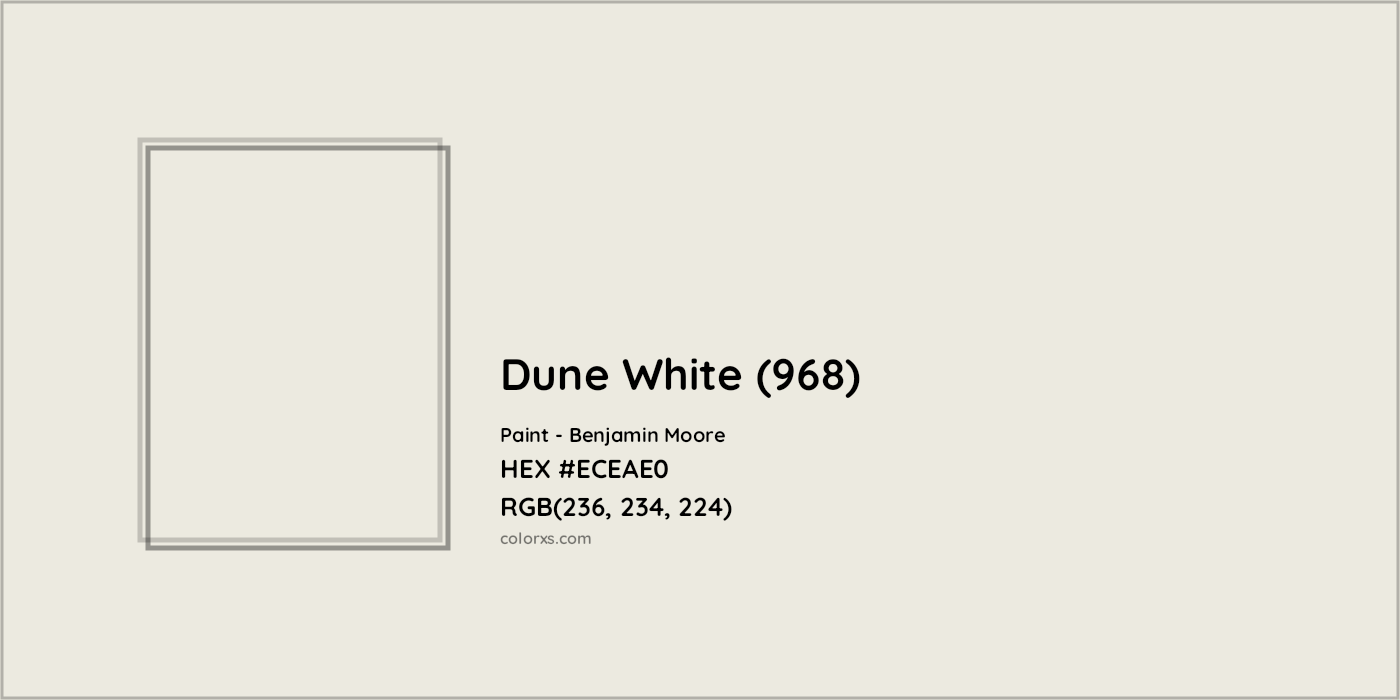 HEX #ECEAE0 Dune White (968) Paint Benjamin Moore - Color Code