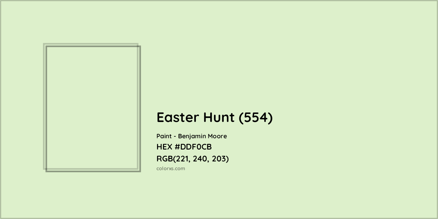 HEX #DDF0CB Easter Hunt (554) Paint Benjamin Moore - Color Code
