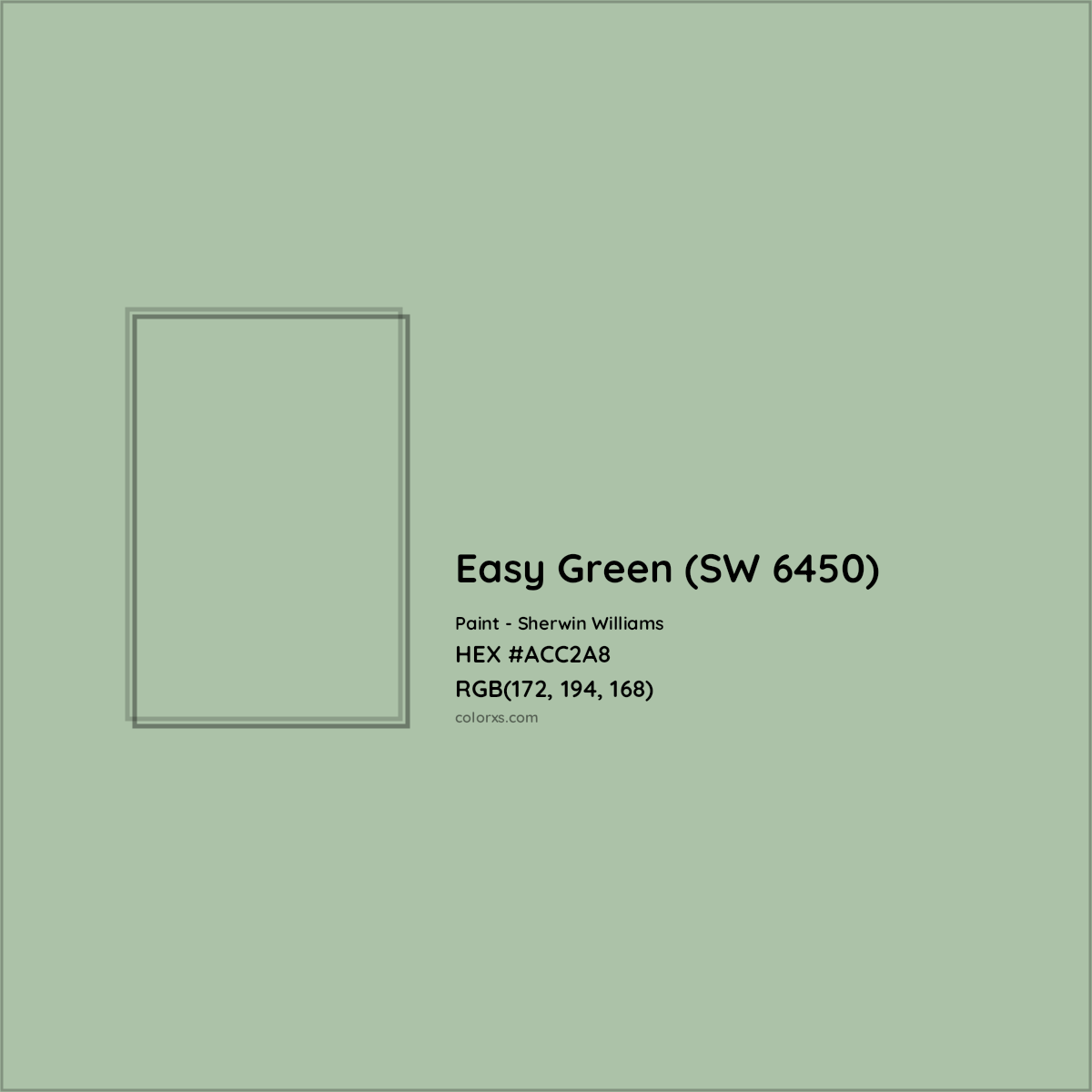 HEX #ACC2A8 Easy Green (SW 6450) Paint Sherwin Williams - Color Code