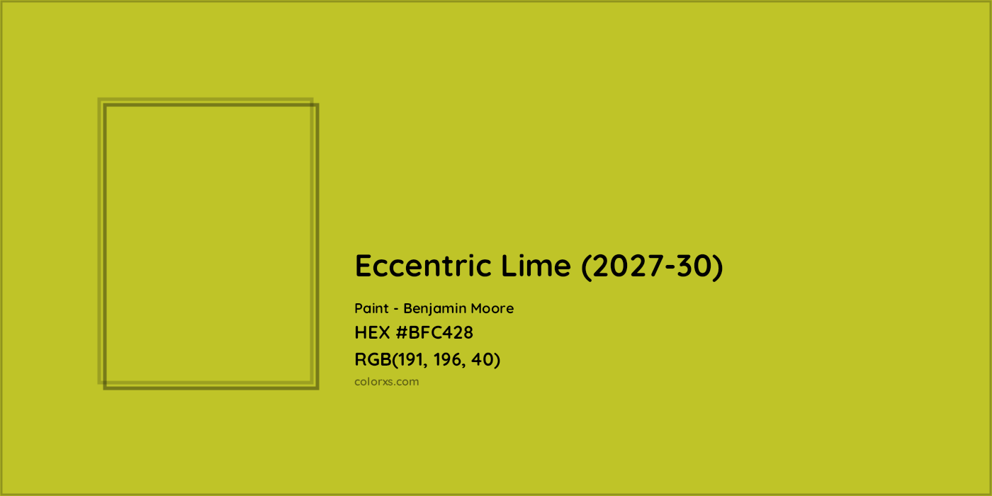 HEX #BFC428 Eccentric Lime (2027-30) Paint Benjamin Moore - Color Code