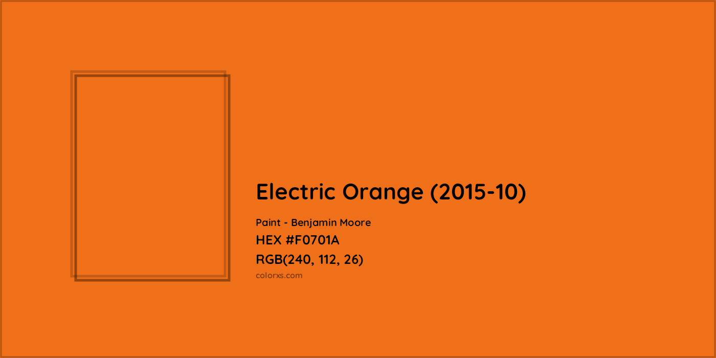 HEX #F0701A Electric Orange (2015-10) Paint Benjamin Moore - Color Code