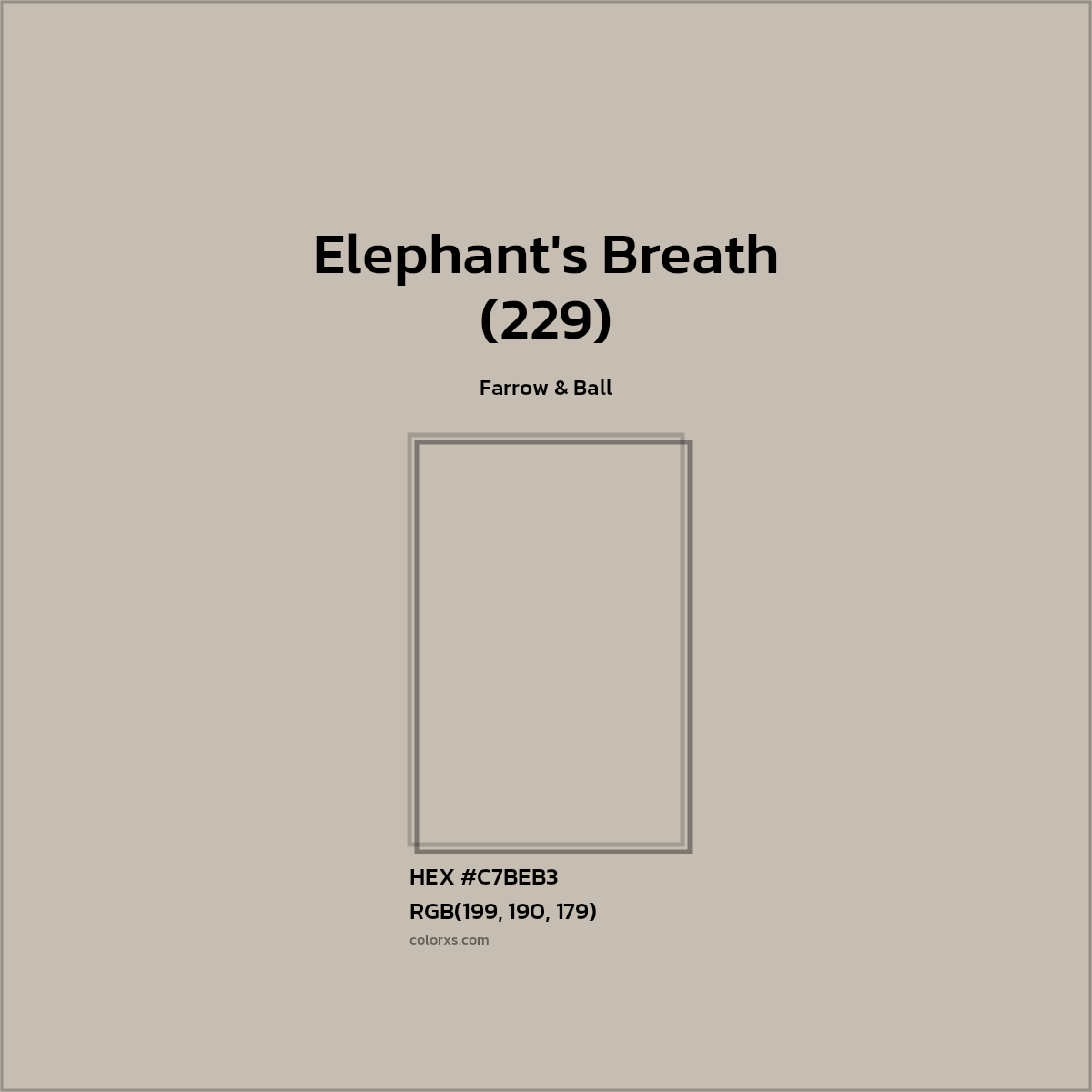 HEX #C7BEB3 Elephant's Breath (229) Paint Farrow & Ball - Color Code