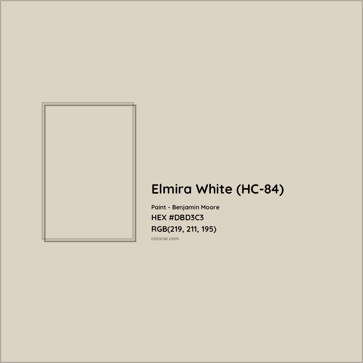 HEX #DBD3C3 Elmira White (HC-84) Paint Benjamin Moore - Color Code