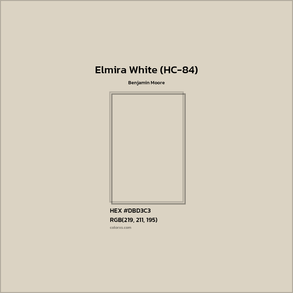 HEX #DBD3C3 Elmira White (HC-84) Paint Benjamin Moore - Color Code