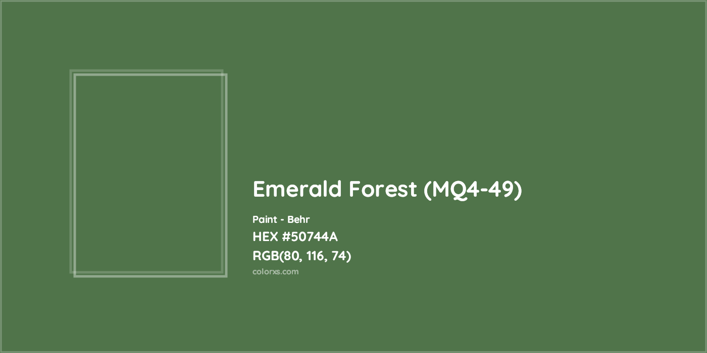 HEX #50744A Emerald Forest (MQ4-49) Paint Behr - Color Code