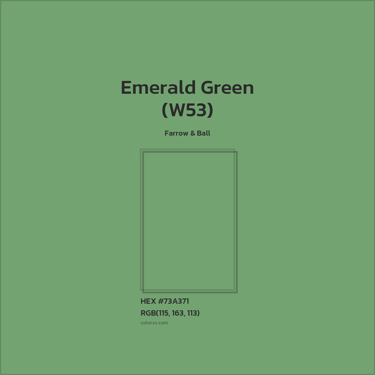 HEX #73A371 Emerald Green (W53) Paint Farrow & Ball - Color Code