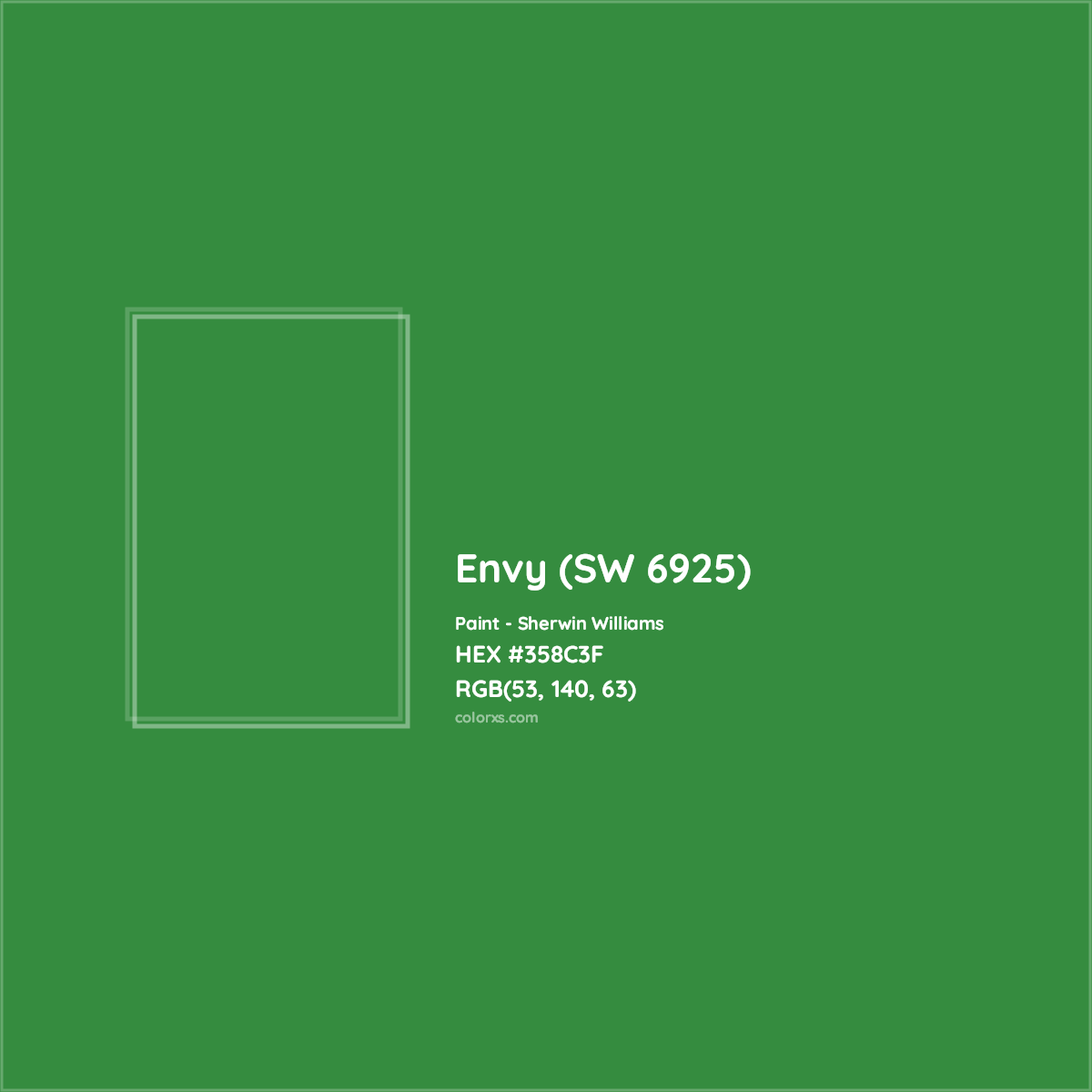 HEX #358C3F Envy (SW 6925) Paint Sherwin Williams - Color Code