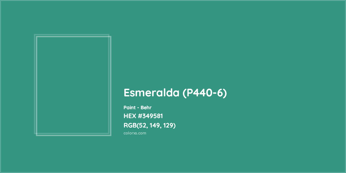 HEX #349581 Esmeralda (P440-6) Paint Behr - Color Code