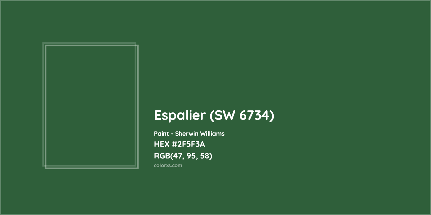 HEX #2F5F3A Espalier (SW 6734) Paint Sherwin Williams - Color Code