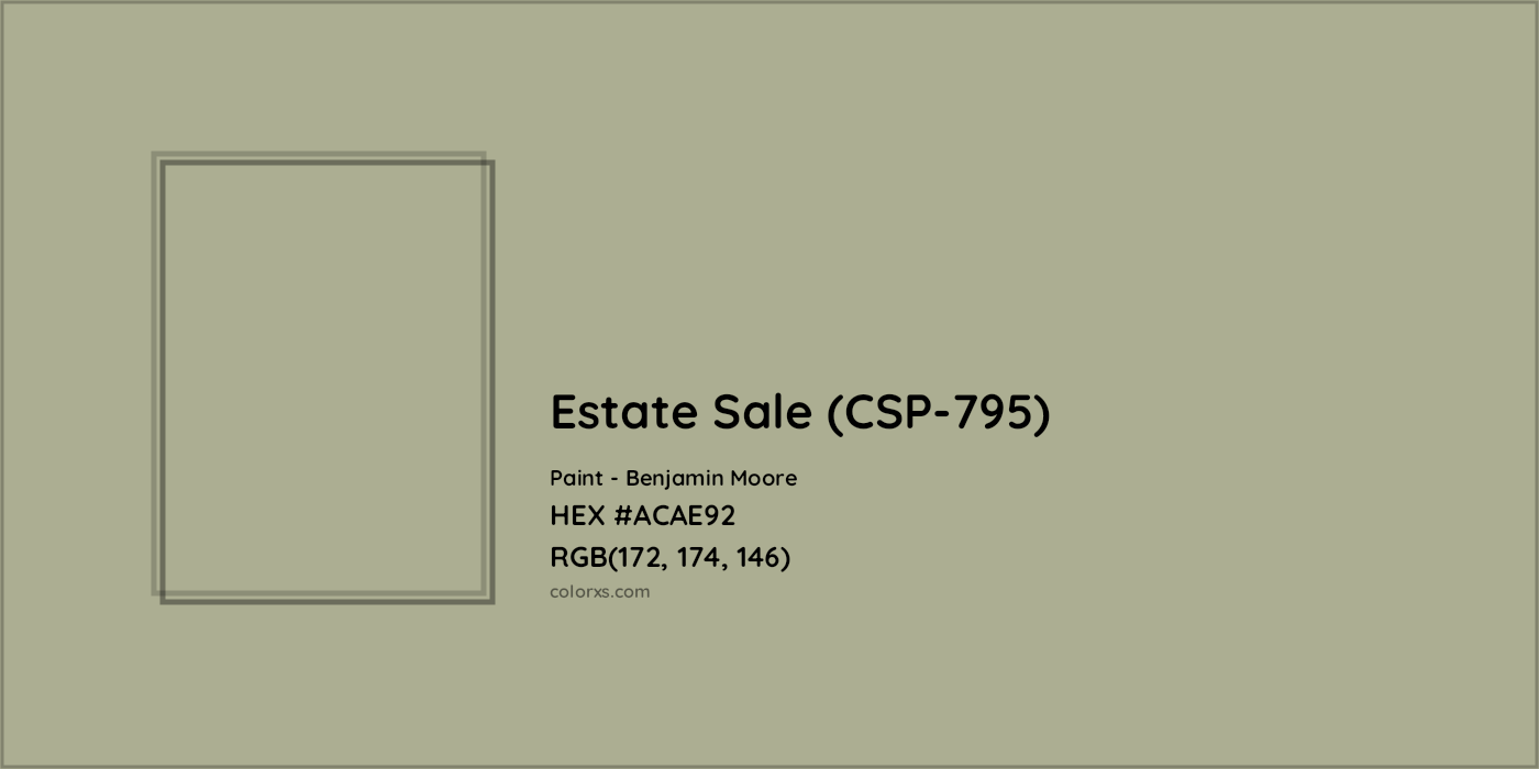HEX #ACAE92 Estate Sale (CSP-795) Paint Benjamin Moore - Color Code