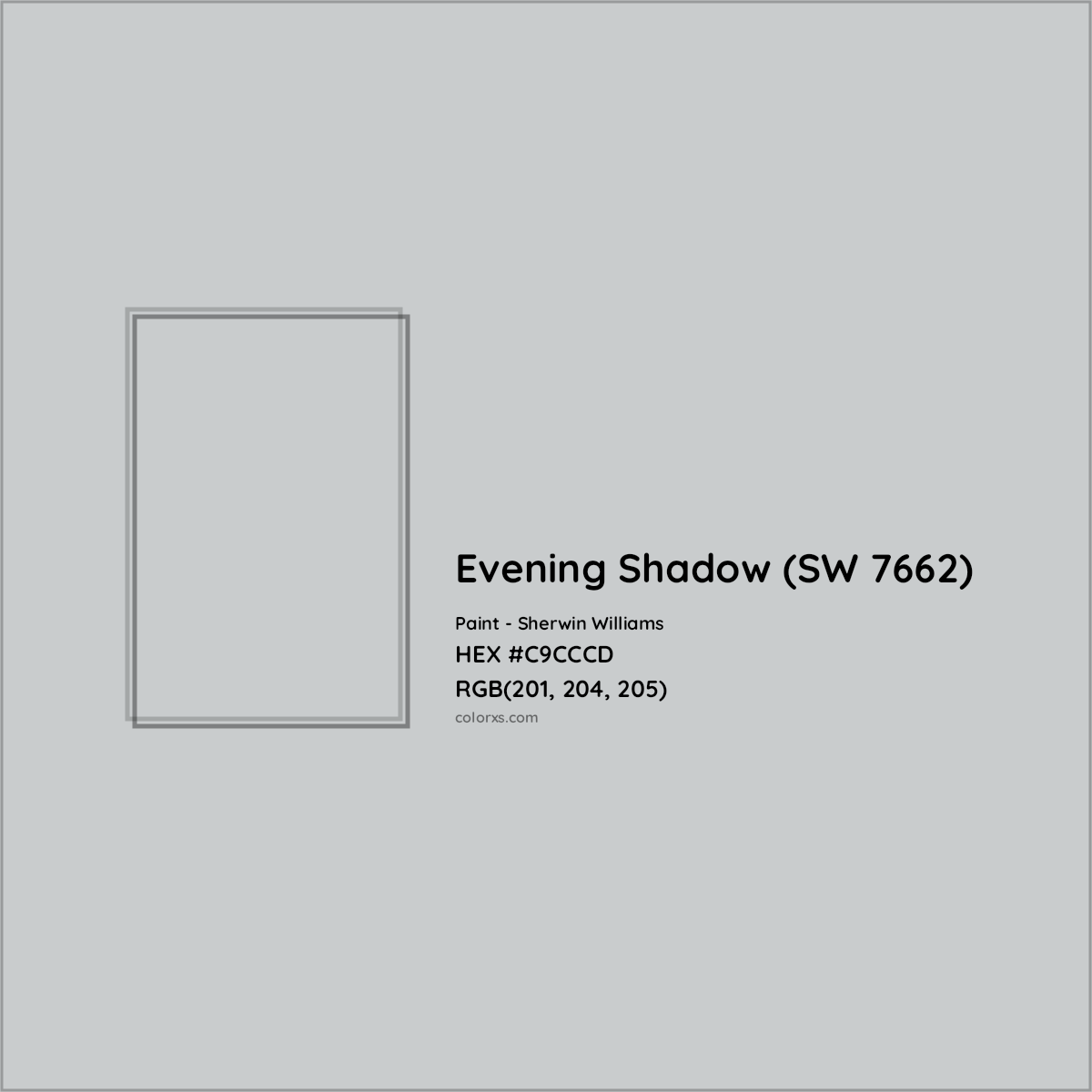 HEX #C9CCCD Evening Shadow (SW 7662) Paint Sherwin Williams - Color Code
