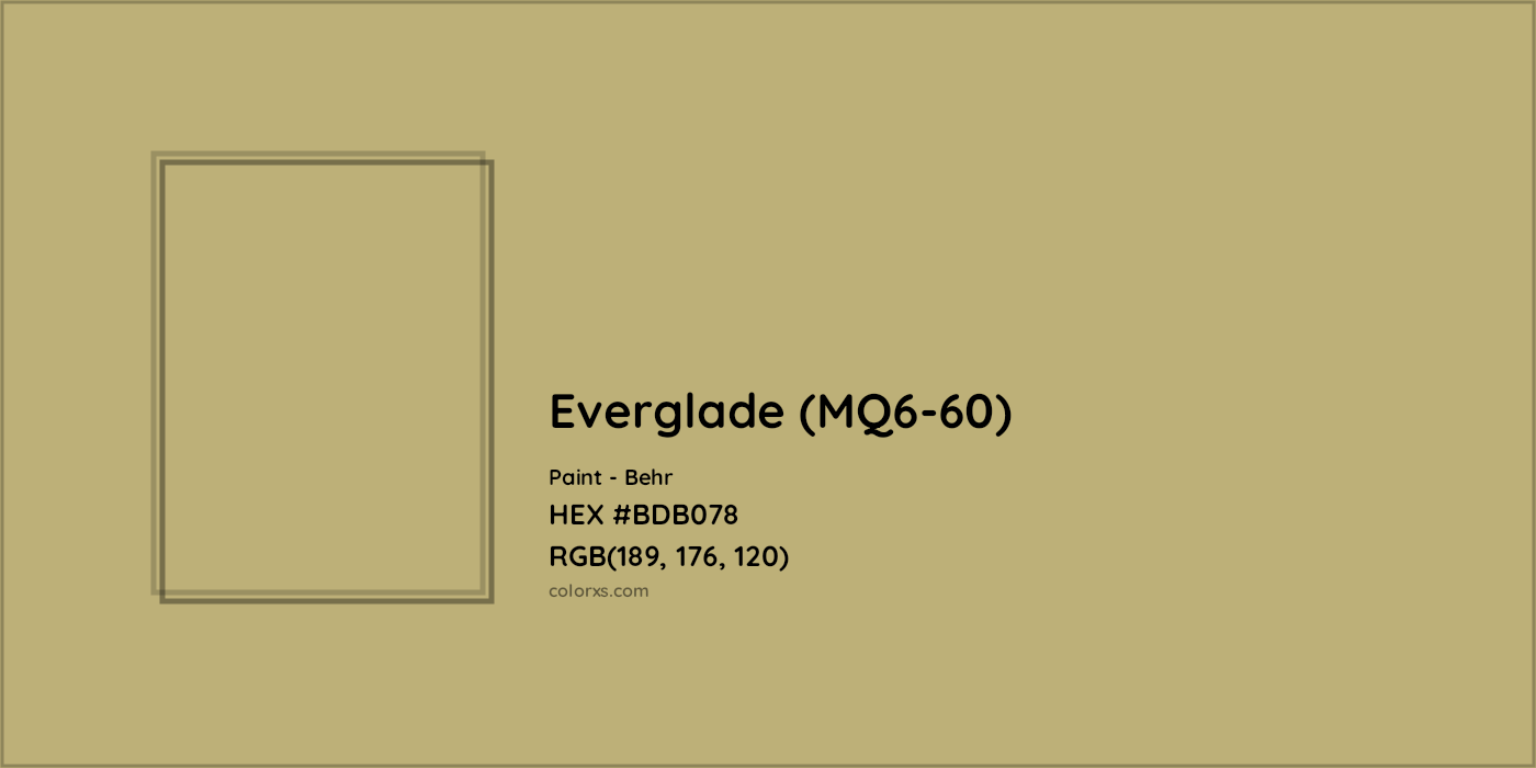 HEX #BDB078 Everglade (MQ6-60) Paint Behr - Color Code
