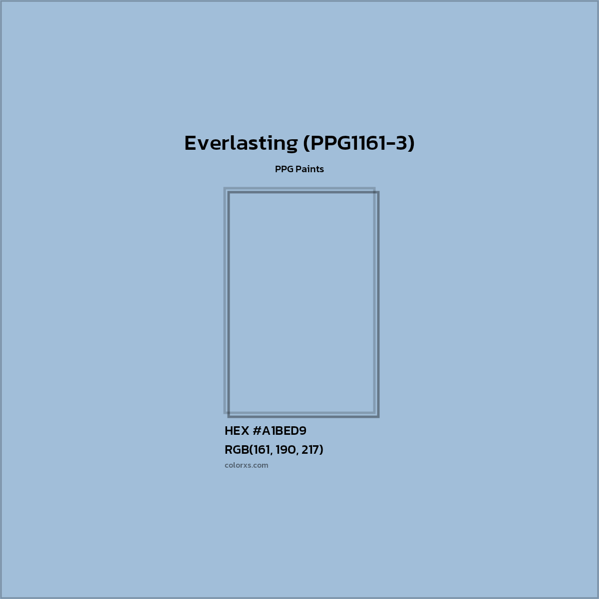 HEX #A1BED9 Everlasting (PPG1161-3) Paint PPG Paints - Color Code