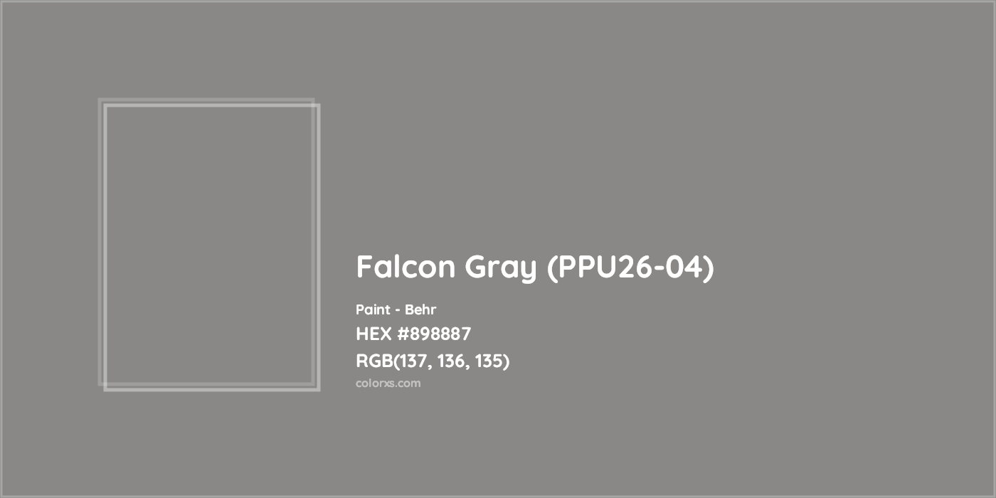 HEX #898887 Falcon Gray (PPU26-04) Paint Behr - Color Code