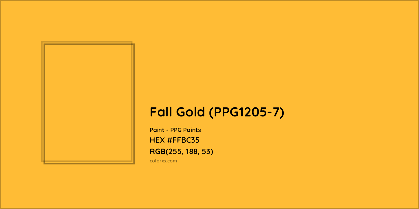 HEX #FFBC35 Fall Gold (PPG1205-7) Paint PPG Paints - Color Code