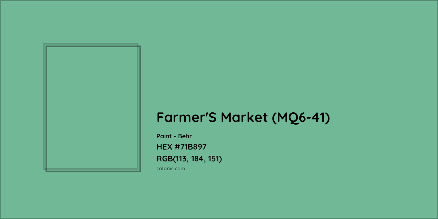 HEX #71B897 Farmer'S Market (MQ6-41) Paint Behr - Color Code