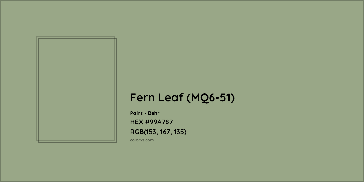 HEX #99A787 Fern Leaf (MQ6-51) Paint Behr - Color Code