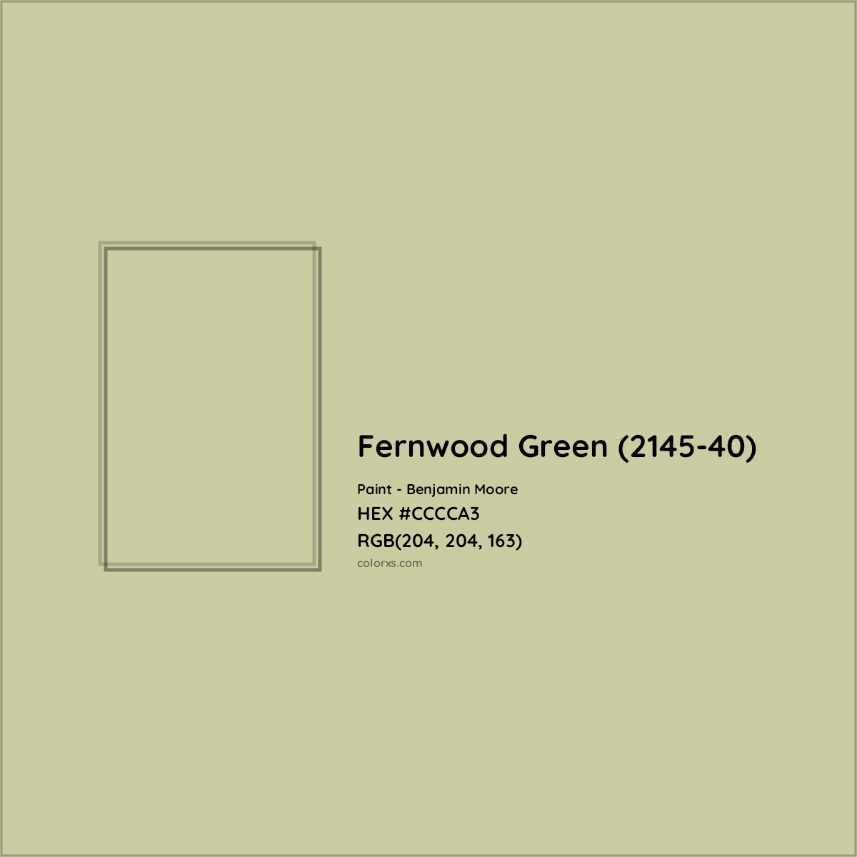 HEX #CCCCA3 Fernwood Green (2145-40) Paint Benjamin Moore - Color Code