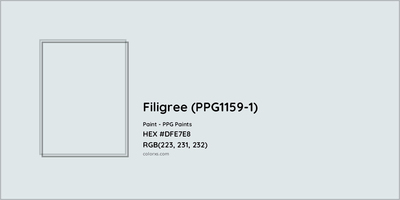HEX #DFE7E8 Filigree (PPG1159-1) Paint PPG Paints - Color Code