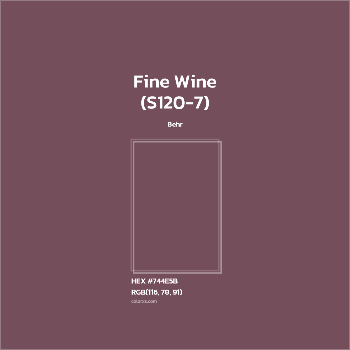 HEX #744E5B Fine Wine (S120-7) Paint Behr - Color Code