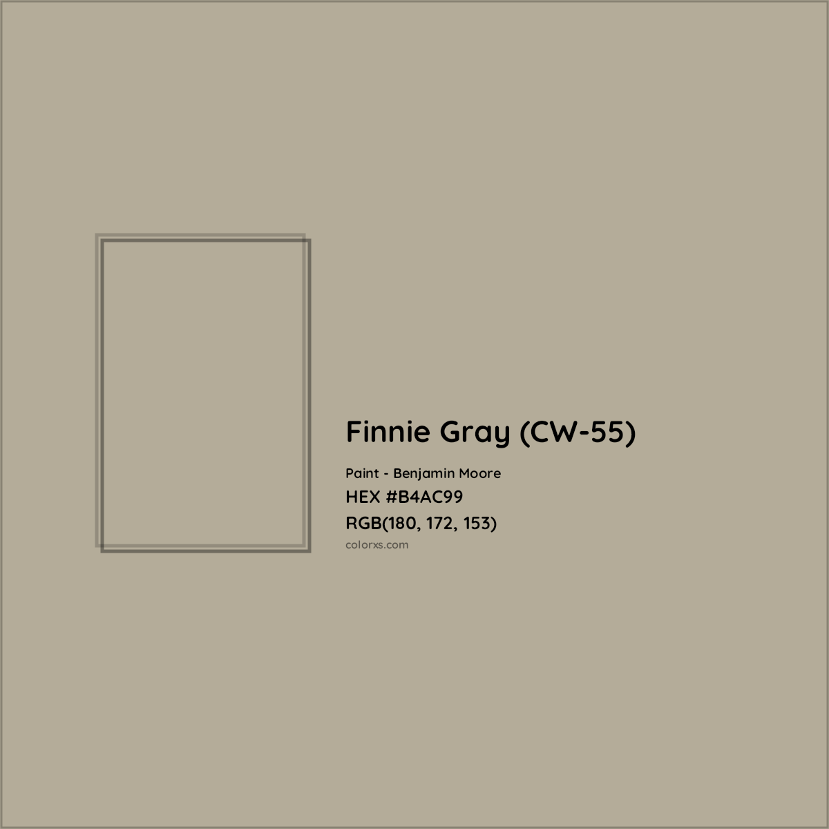 HEX #B4AC99 Finnie Gray (CW-55) Paint Benjamin Moore - Color Code