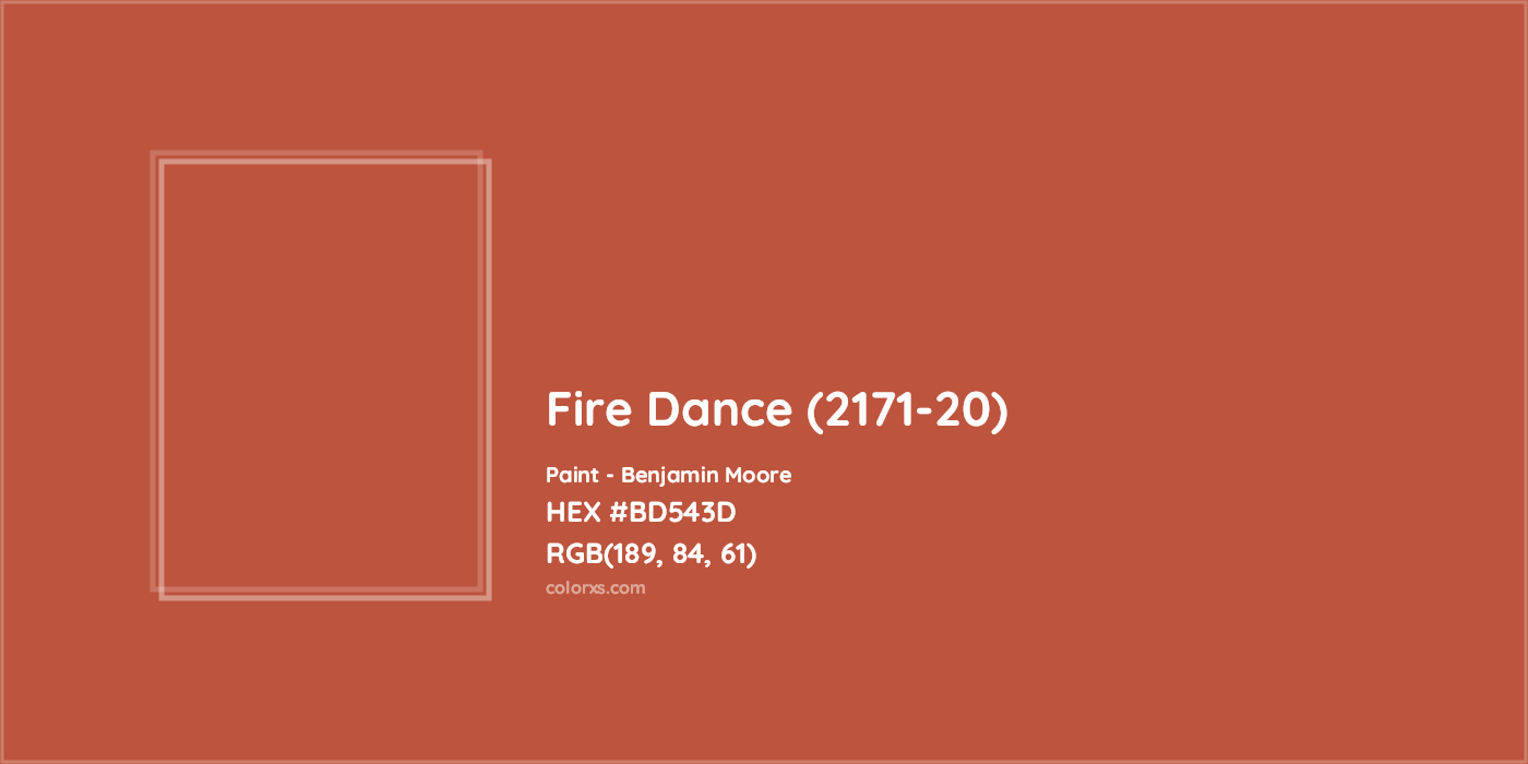 HEX #BD543D Fire Dance (2171-20) Paint Benjamin Moore - Color Code