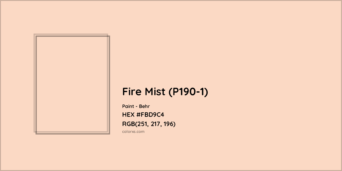 HEX #FBD9C4 Fire Mist (P190-1) Paint Behr - Color Code