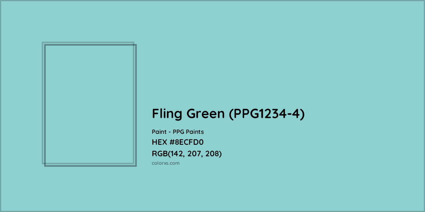 HEX #8ECFD0 Fling Green (PPG1234-4) Paint PPG Paints - Color Code