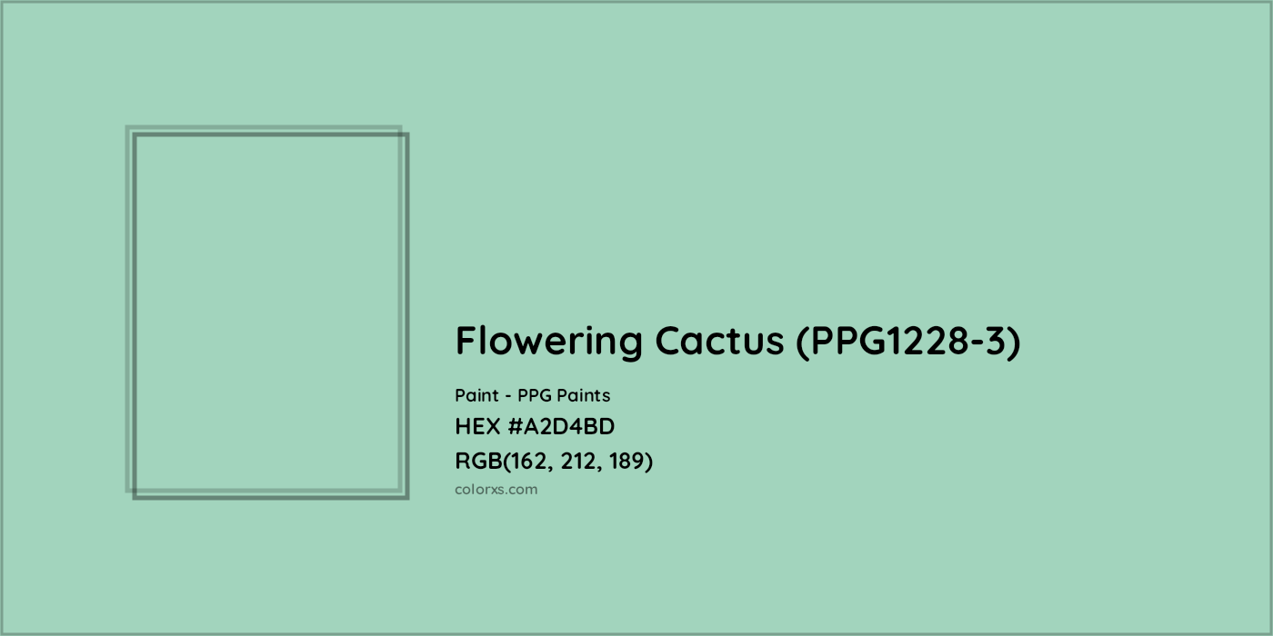 HEX #A2D4BD Flowering Cactus (PPG1228-3) Paint PPG Paints - Color Code