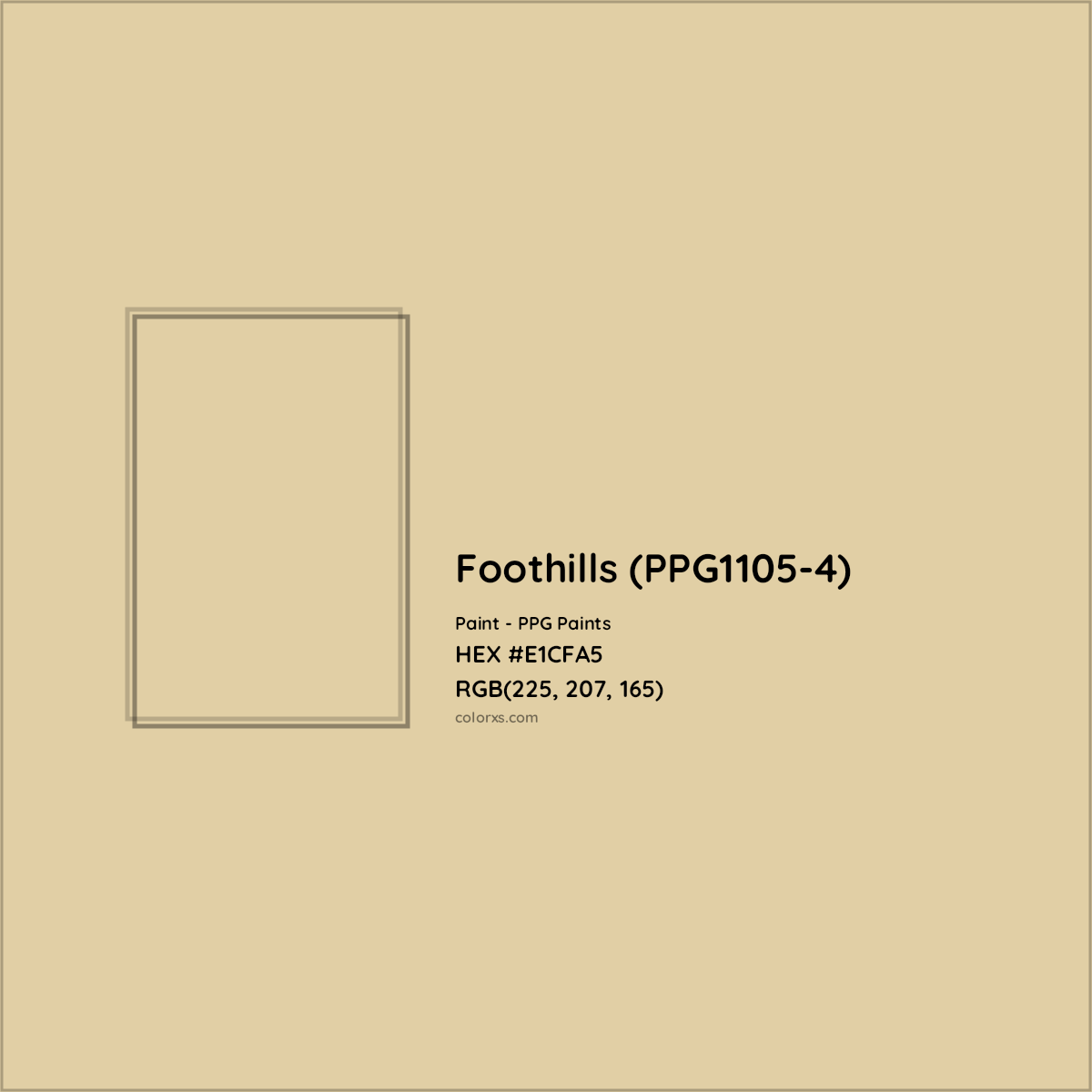 HEX #E1CFA5 Foothills (PPG1105-4) Paint PPG Paints - Color Code