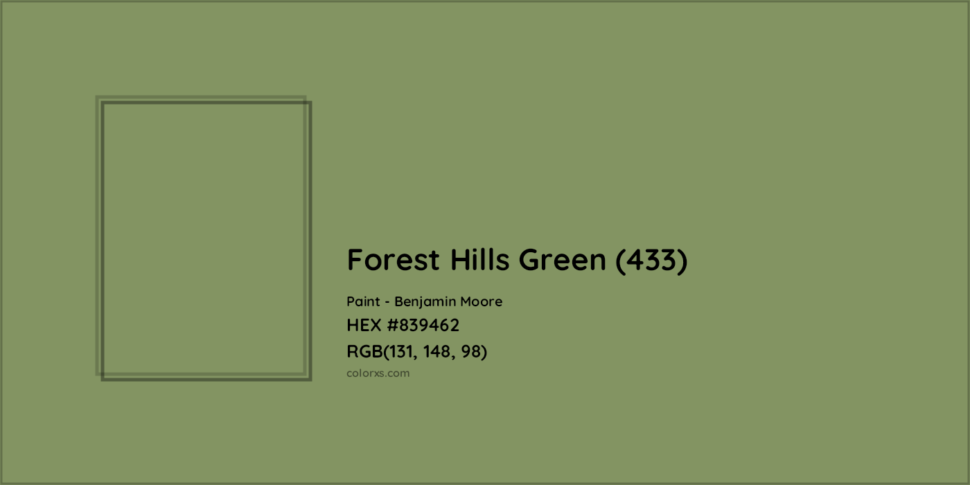 HEX #839462 Forest Hills Green (433) Paint Benjamin Moore - Color Code
