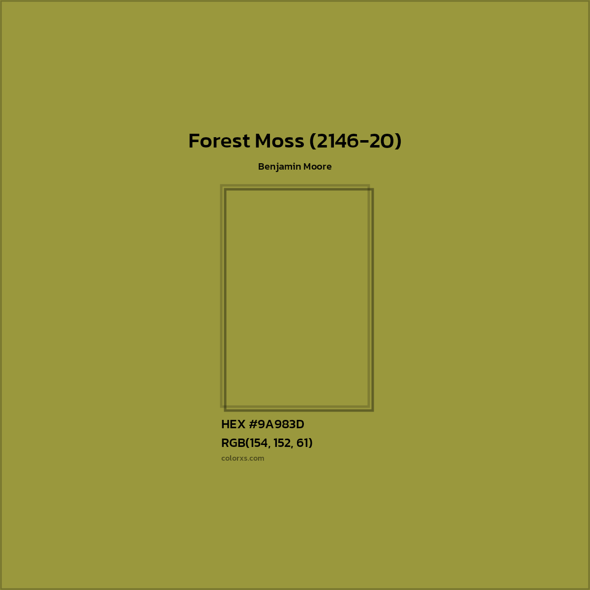 HEX #9A983D Forest Moss (2146-20) Paint Benjamin Moore - Color Code