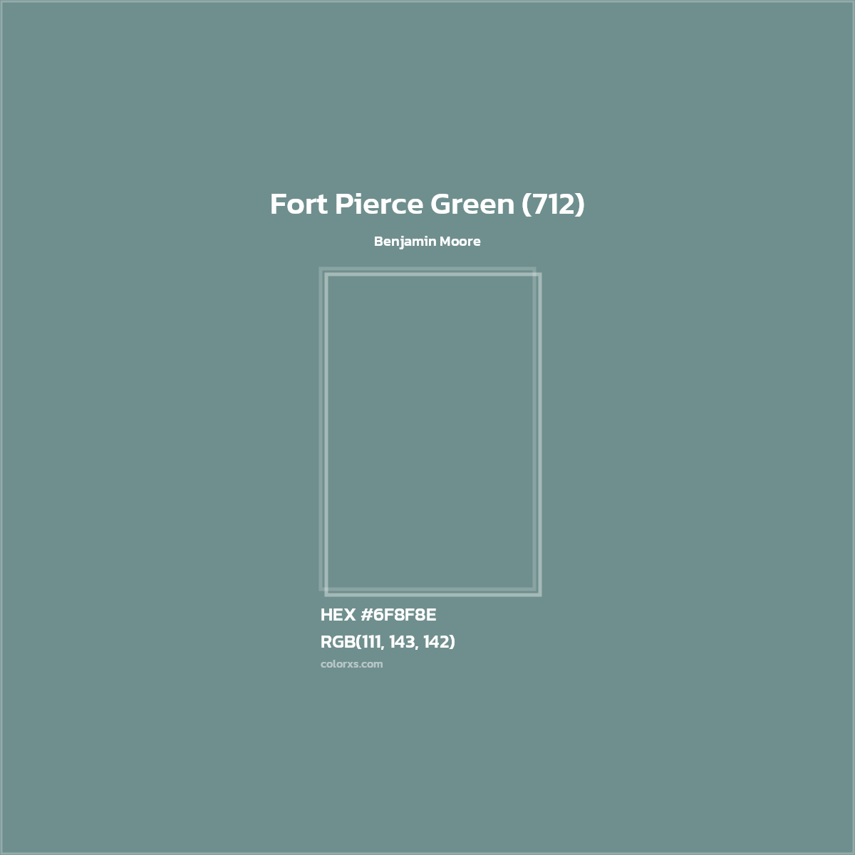 HEX #6F8F8E Fort Pierce Green (712) Paint Benjamin Moore - Color Code