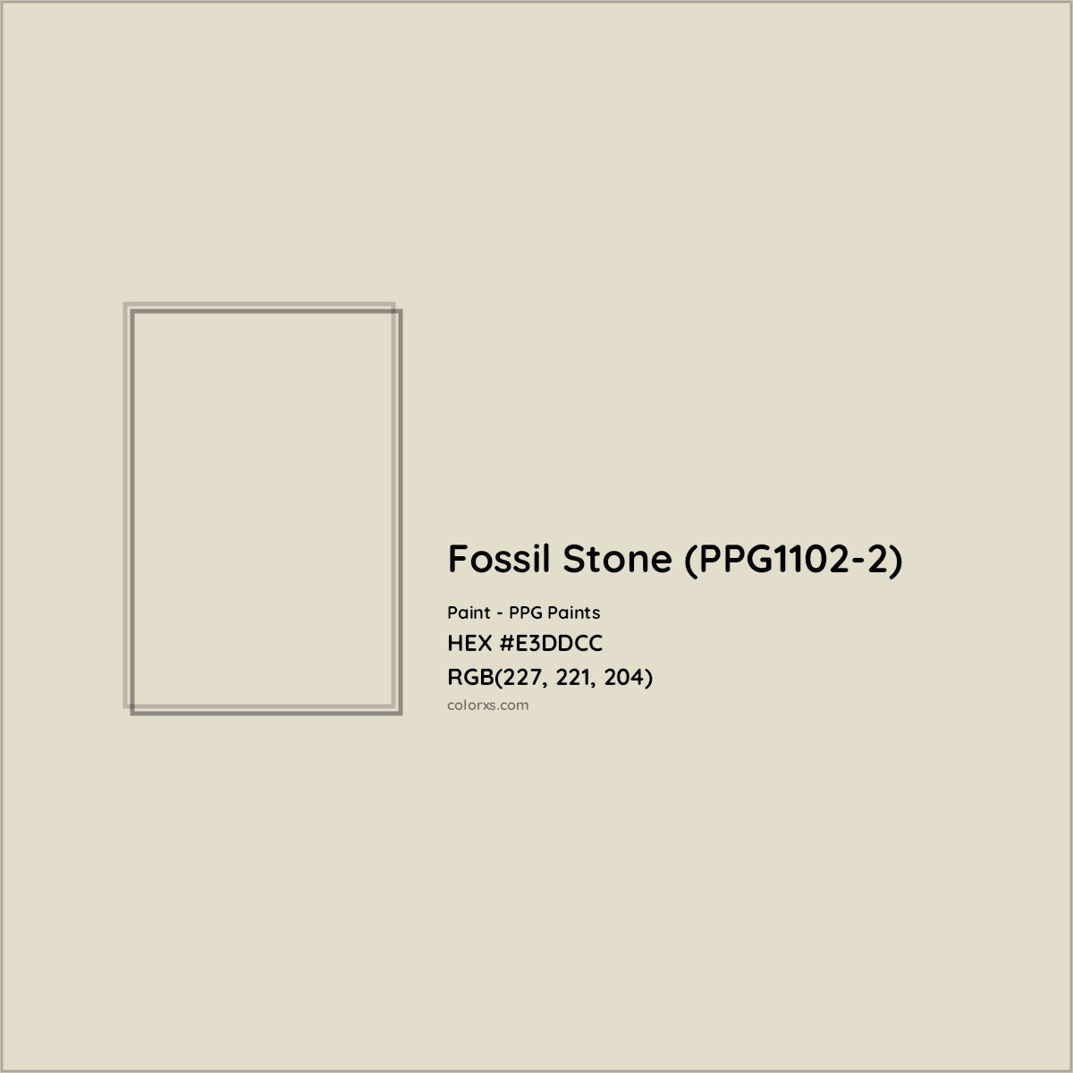 HEX #E3DDCC Fossil Stone (PPG1102-2) Paint PPG Paints - Color Code