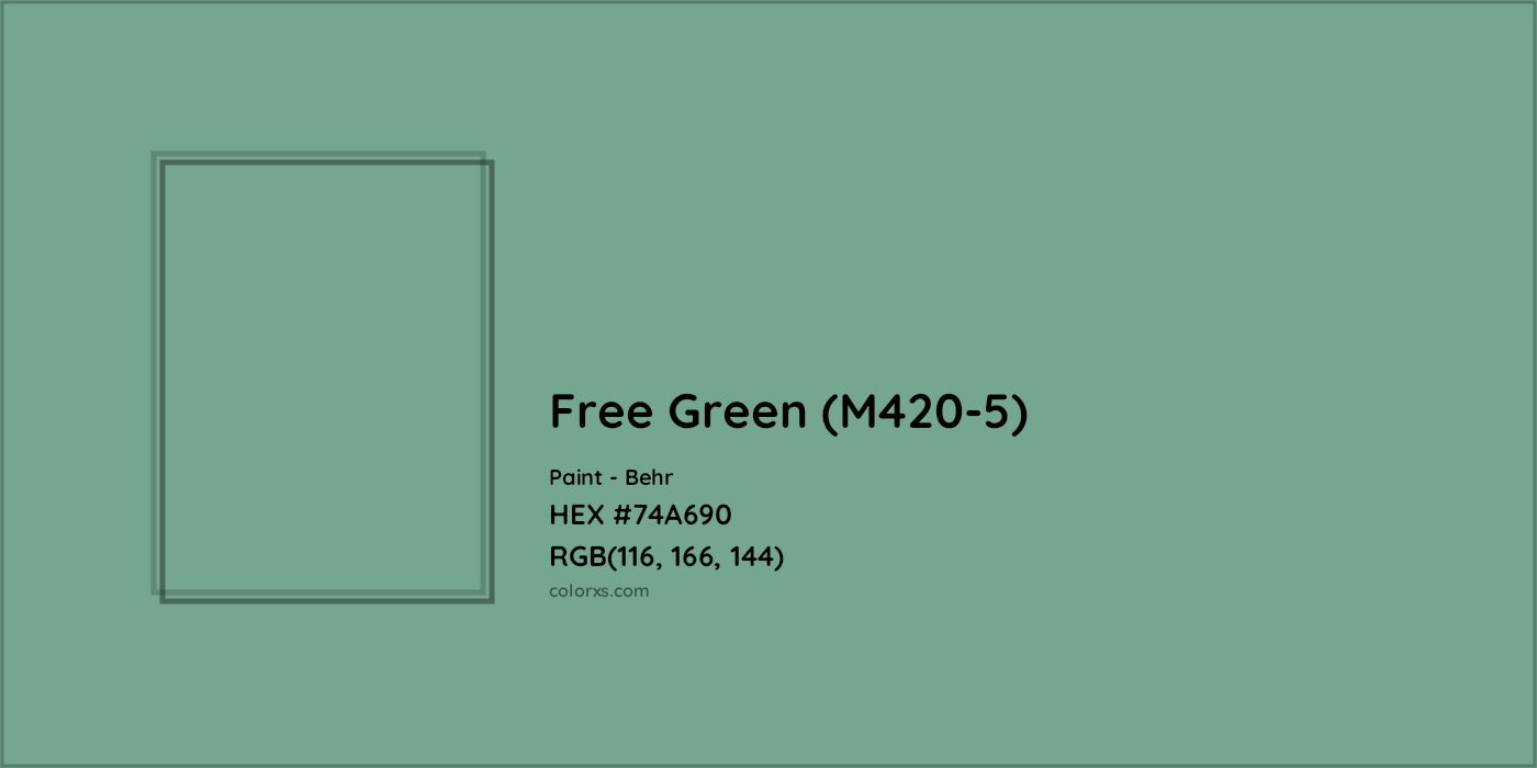 HEX #74A690 Free Green (M420-5) Paint Behr - Color Code